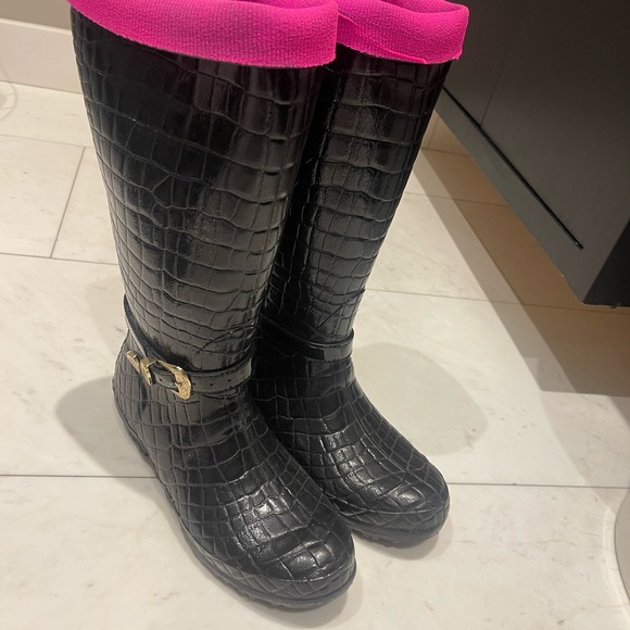 Louis Pinko crocodile effect rubber rain boots Made In Italy - Picture 3 of 9